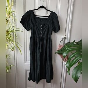 Madewell Dark Green Checkered Midi Dress